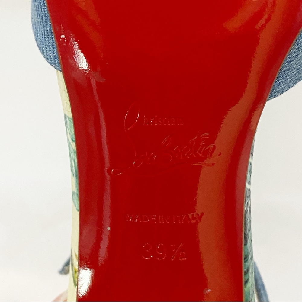 Christian Louboutin Senora 100 T-Strap Sandal Denim EU 39.5 | Red Sole - Picture 14 of 17